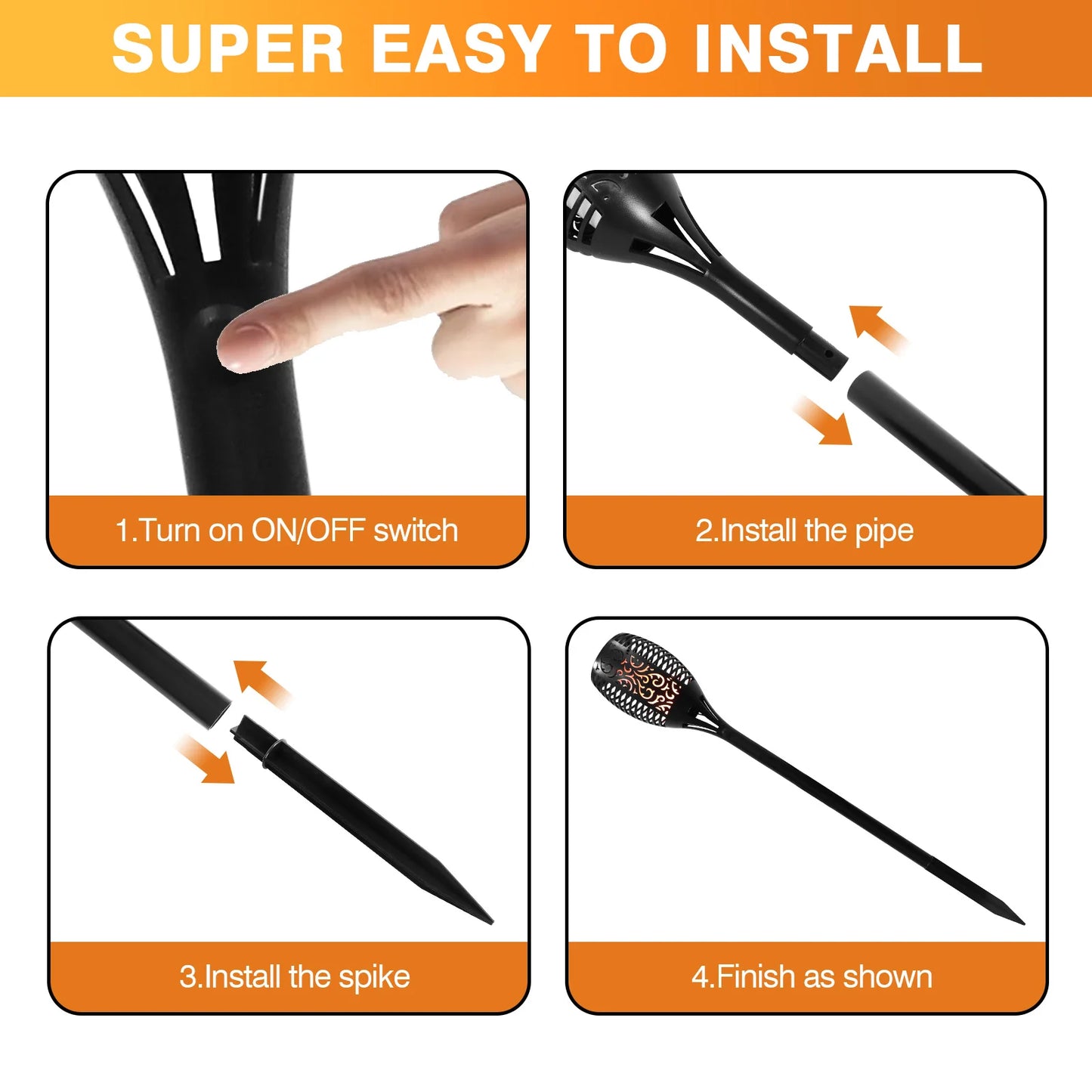Solar Flame Torch Lights | 43" | 96 LED | Flickering | Waterproof | 4–16 Pack | StriveRiseFit