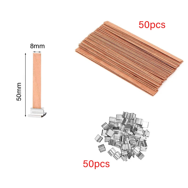 Wooden Candle Wicks with Metal Clip Base, 30 & 50-Pack | StriveRiseFit