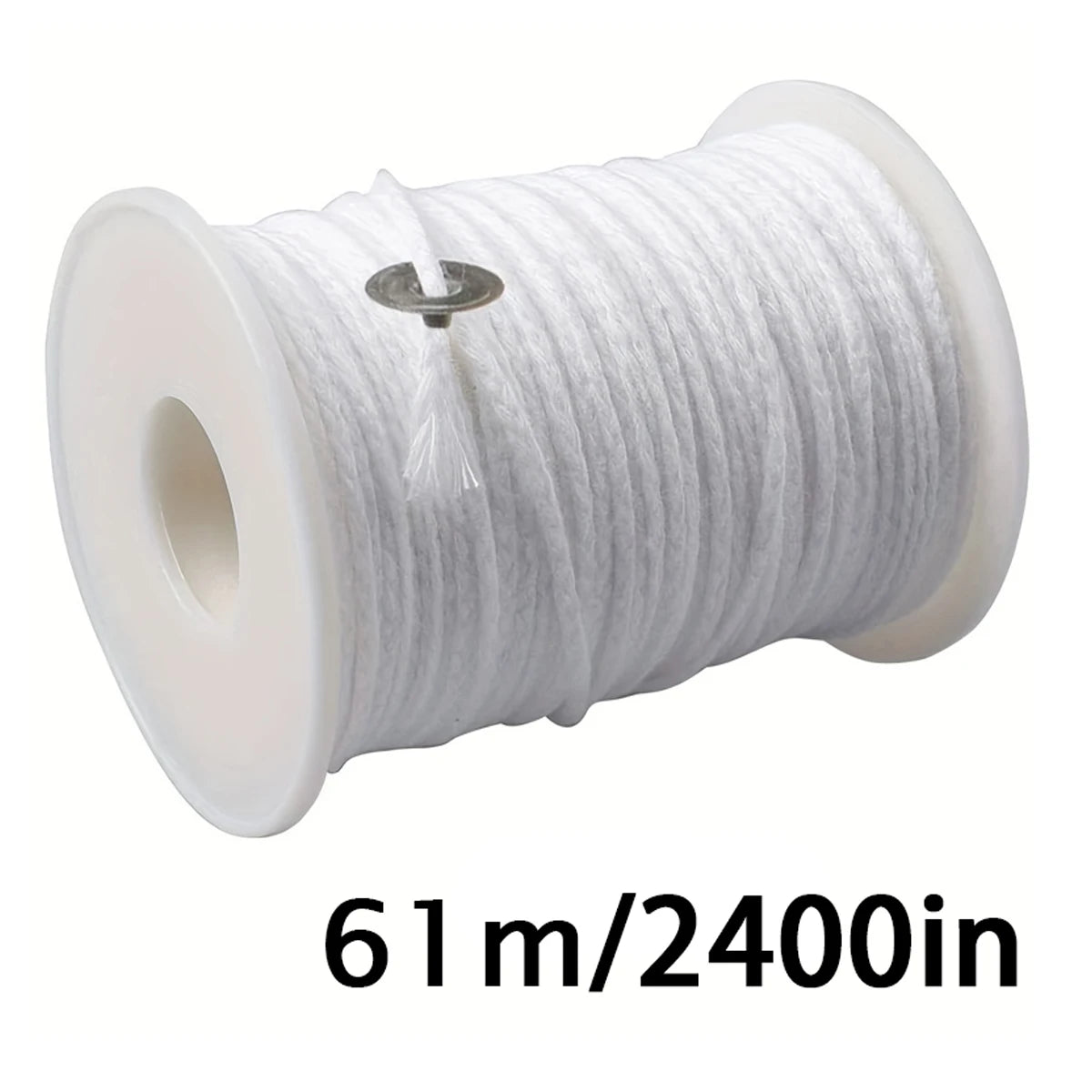 61m (200 ft) Natural Cotton Candle Wick Roll, 24-Strand Smokeless | StriveRiseFit