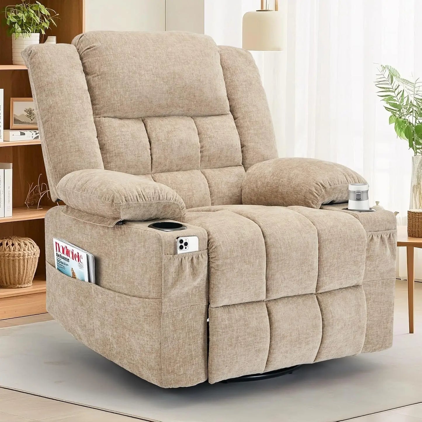Adult Swivel Rocker Recliner with Massage & Heat - StriveRiseFit