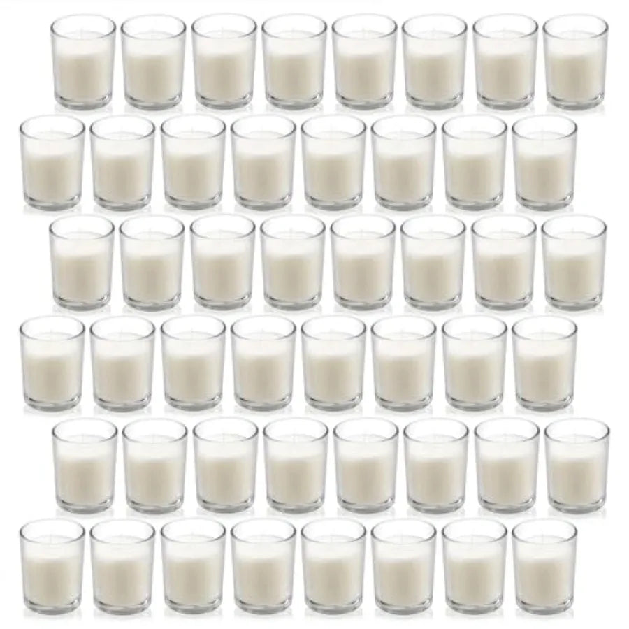 Hand-Poured Glass Votive Candles Warm White Unscented Bulk Set | StriveRiseFit