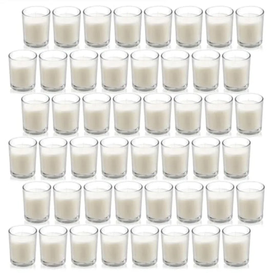 Hand-Poured Glass Votive Candles Warm White Unscented Bulk Set | StriveRiseFit
