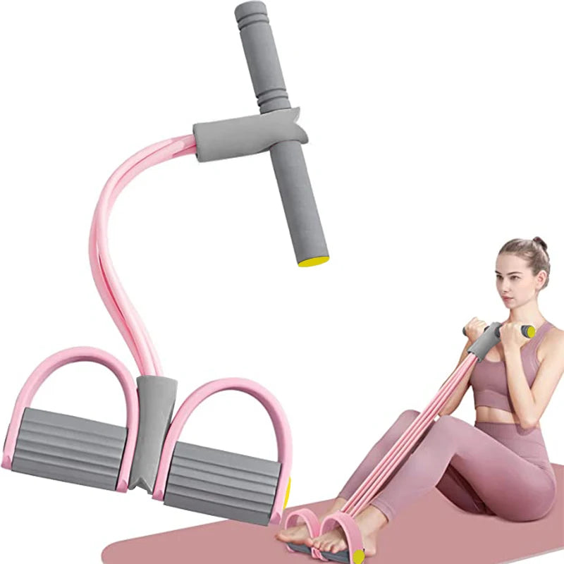4-Tube Resistance Band Pedal Puller | Natural Latex, Full Body Training, Home Gym & Yoga