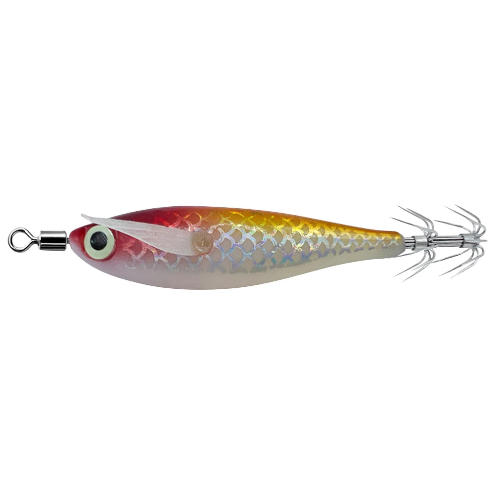 Luminous Squid Hook Lure - Glow-in-Dark, 3D Eyes, Double Hook for Night Squid & Cuttlefish Fishing