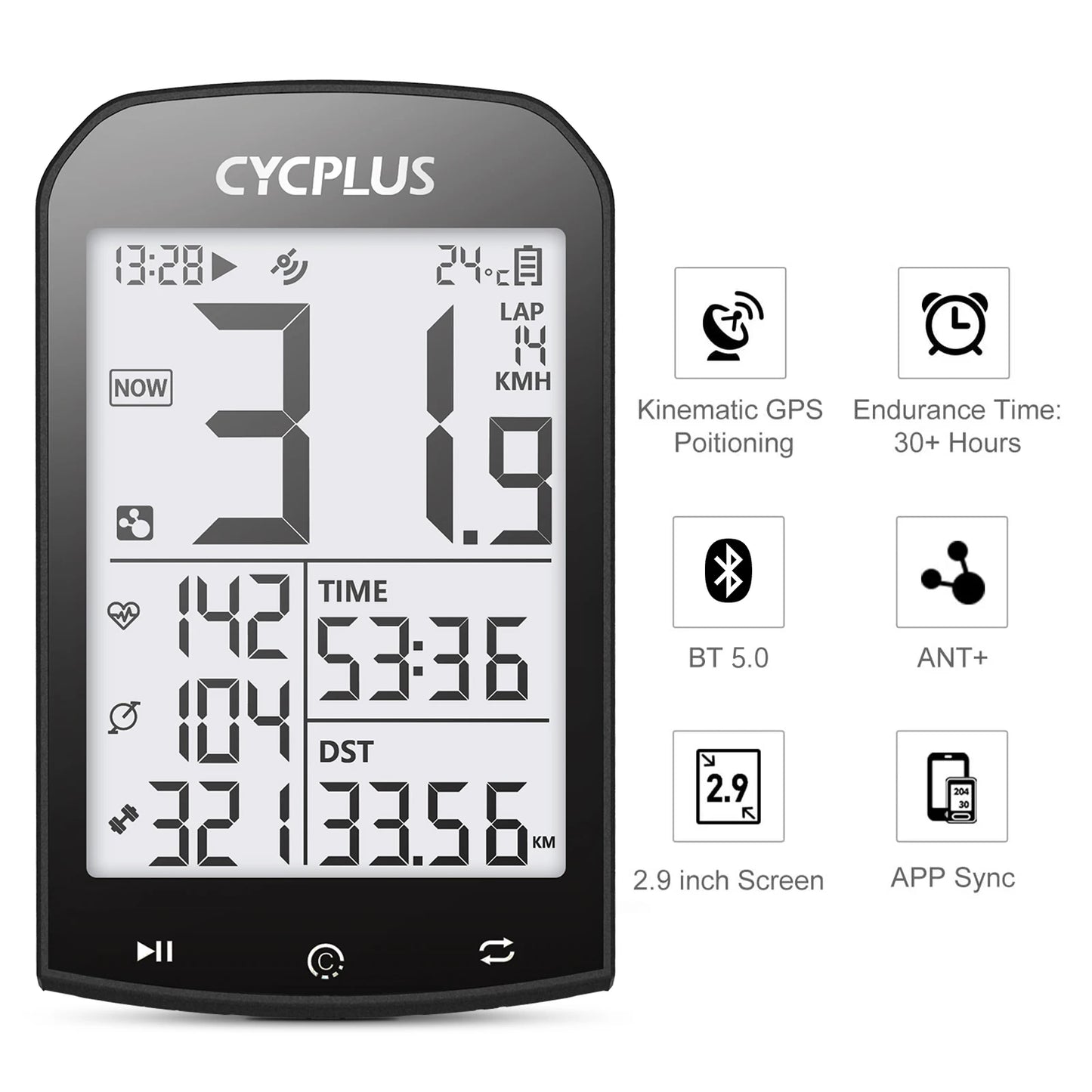 CYCPLUS M1 GPS Bike Computer Bluetooth 5.0 ANT+ Speedometer 2.9" IPX6 | StriveRiseFit