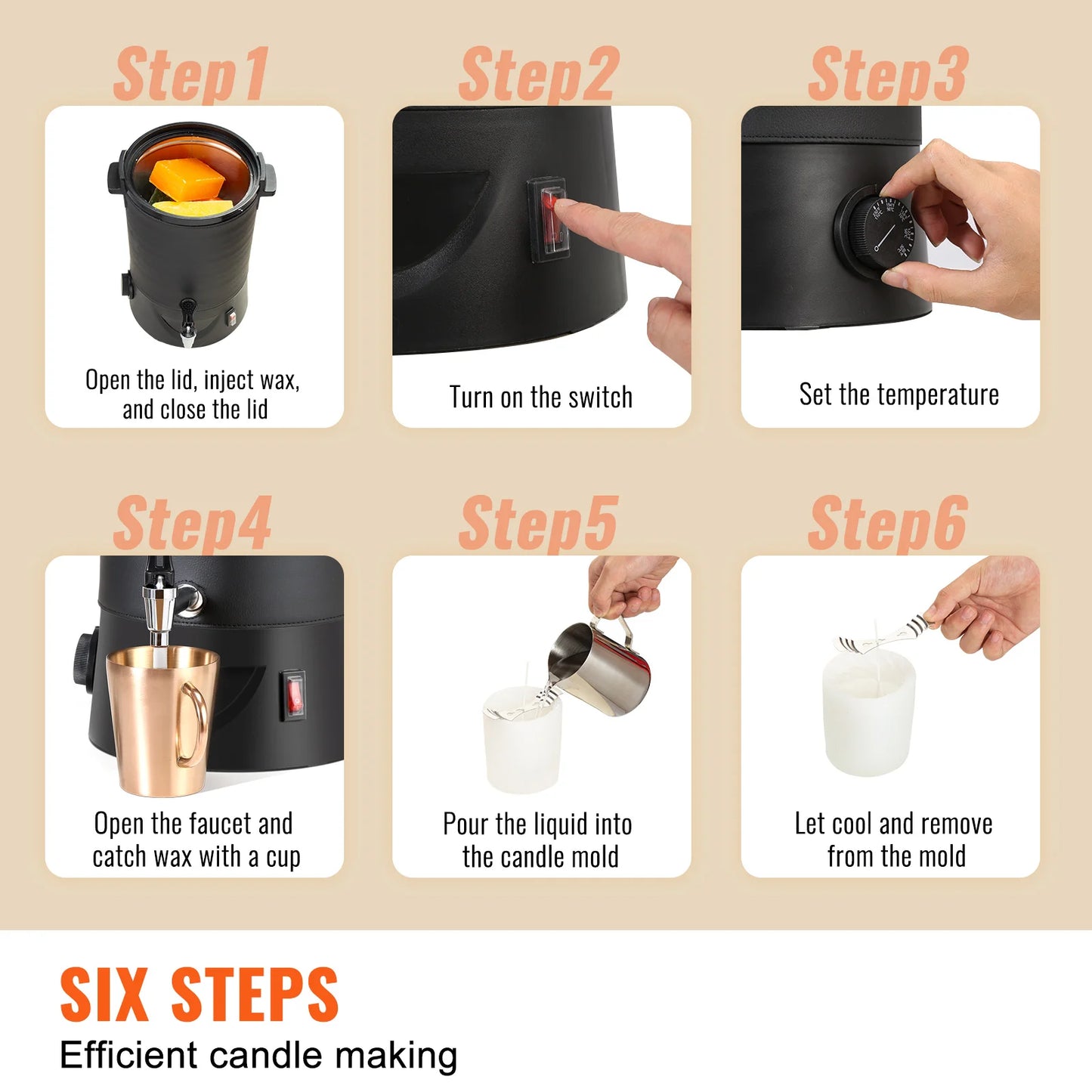 Electric Wax Melter for Candle Making, 6.5L & 10L, 9-Level Temp Control | StriveRiseFit