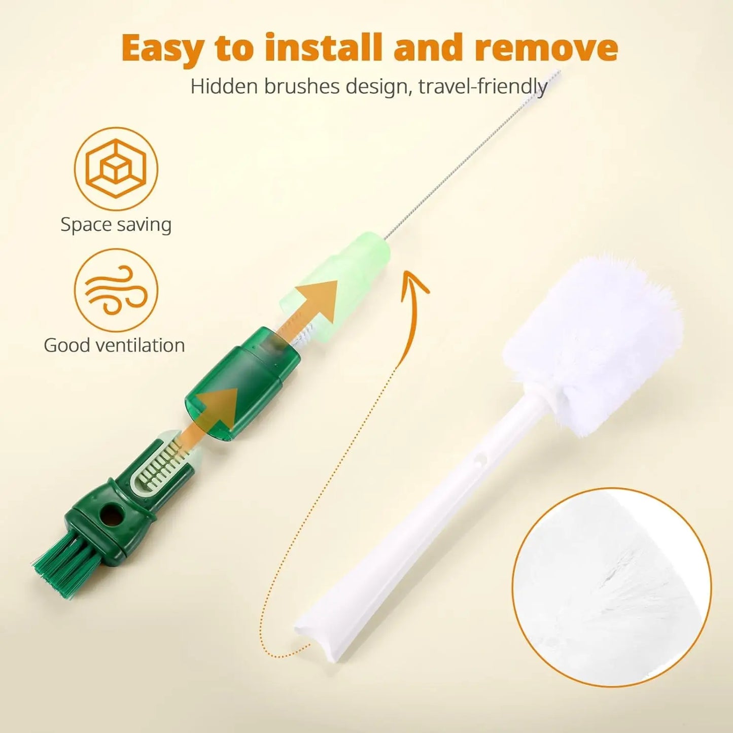 5-Pack Bottle Brush Set - 15" Long Handle Cleaning Brushes | StriveRiseFit