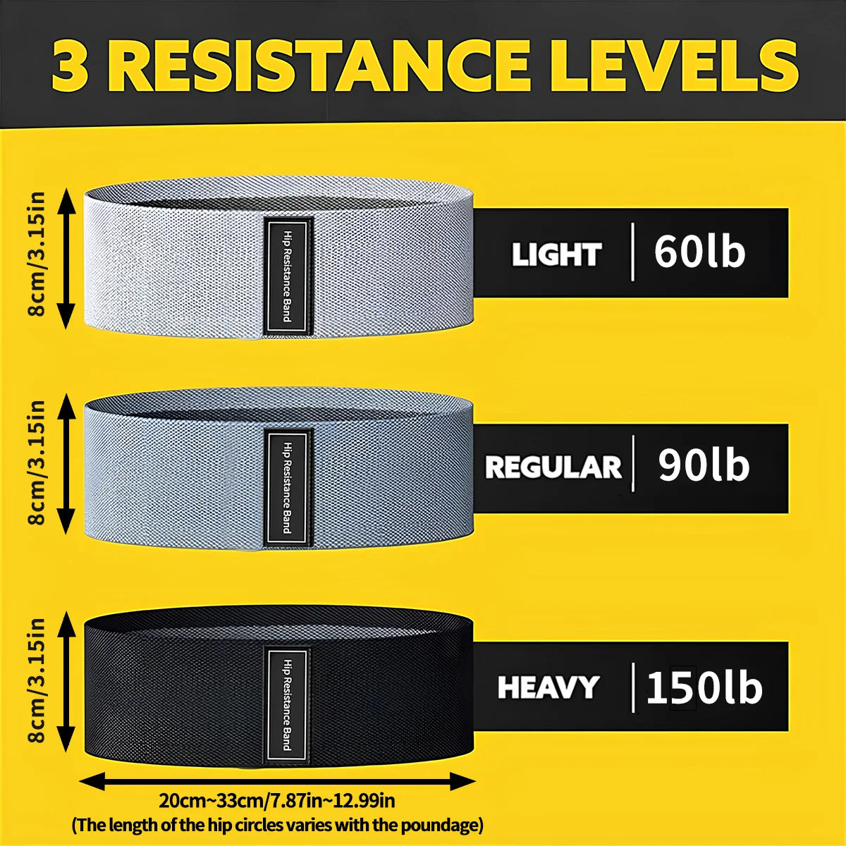 Latex Resistance Bands for Legs & Hips, Yoga & Squat Training with Storage Bag | StriveRiseFit