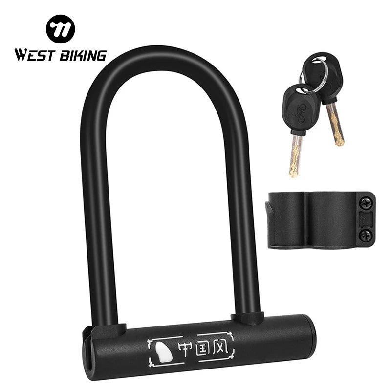 WEST BIKING Classic-046 Portable Anti-Theft U Lock for Bikes & Motorcycles