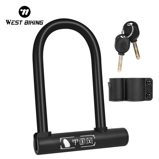 WEST BIKING Classic-046 Portable Anti-Theft U Lock for Bikes & Motorcycles