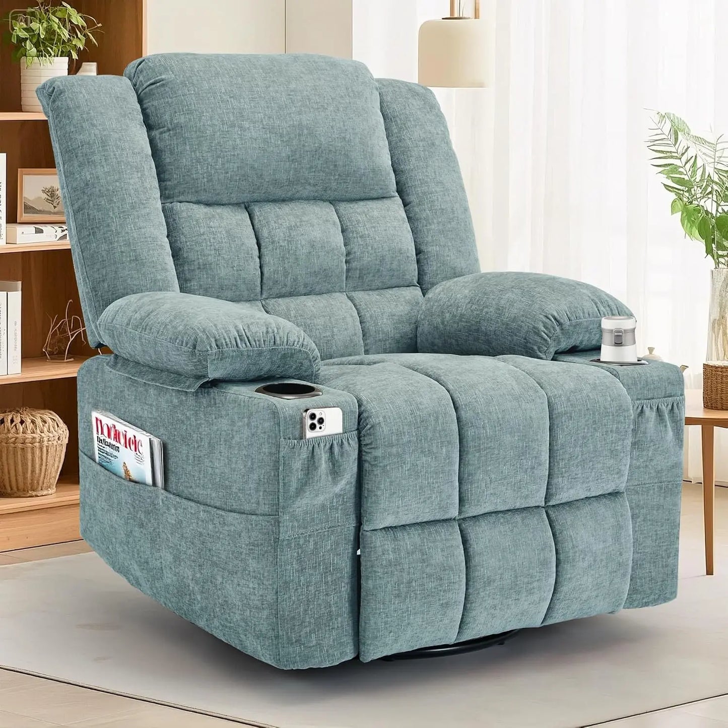 Adult Swivel Rocker Recliner with Massage & Heat - StriveRiseFit