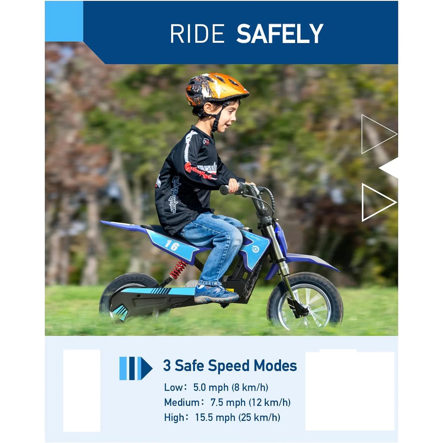 Hiboy 36V & 300W Electric Motorcycle - Up to 15.5 MPH & 13.7 Miles Long-Range, 3-Speed Modes Electric Dirt Bike for Kids Ages 3-10