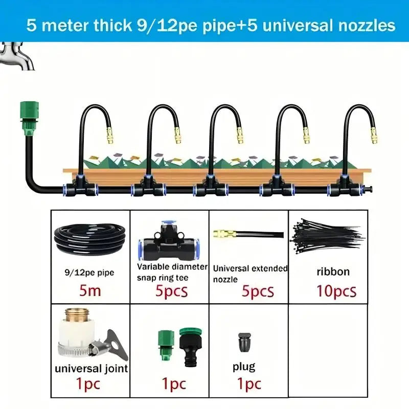 Automatic Irrigation Sprinkler Kit | Rotating Copper Nozzle | 5m, 10m, 20m | StriveRiseFit