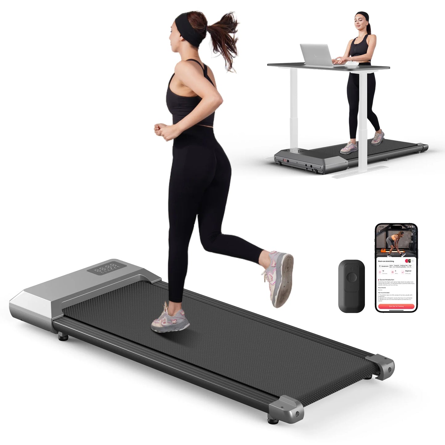 300lbs Treadmill for Home 2.5HP Treadmills Walking Pad LCD Digital Data Display 2 in1 Walking Running Fitness Exercise Machine