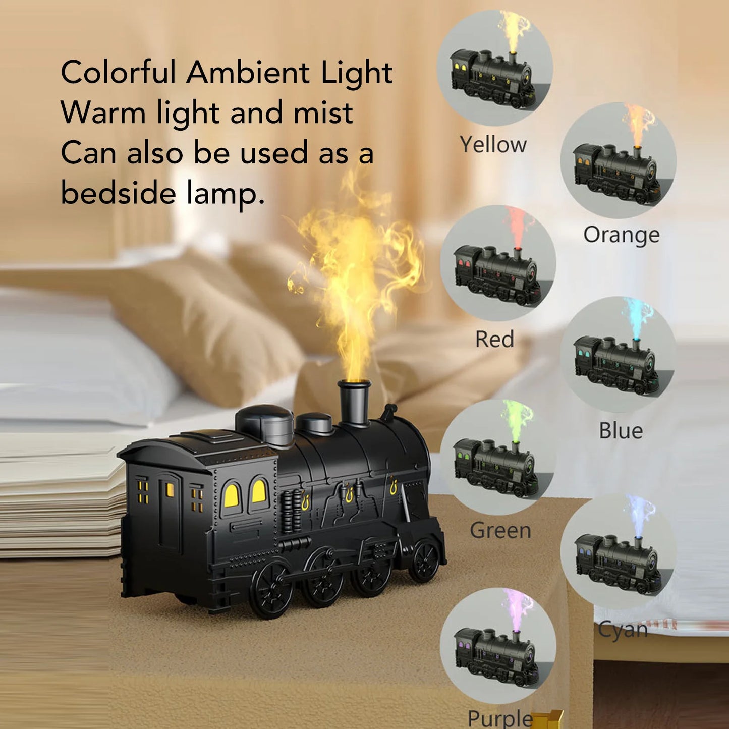 Train Aromatherapy Diffuser with LED Lights & Remote | Essential Oil Humidifier