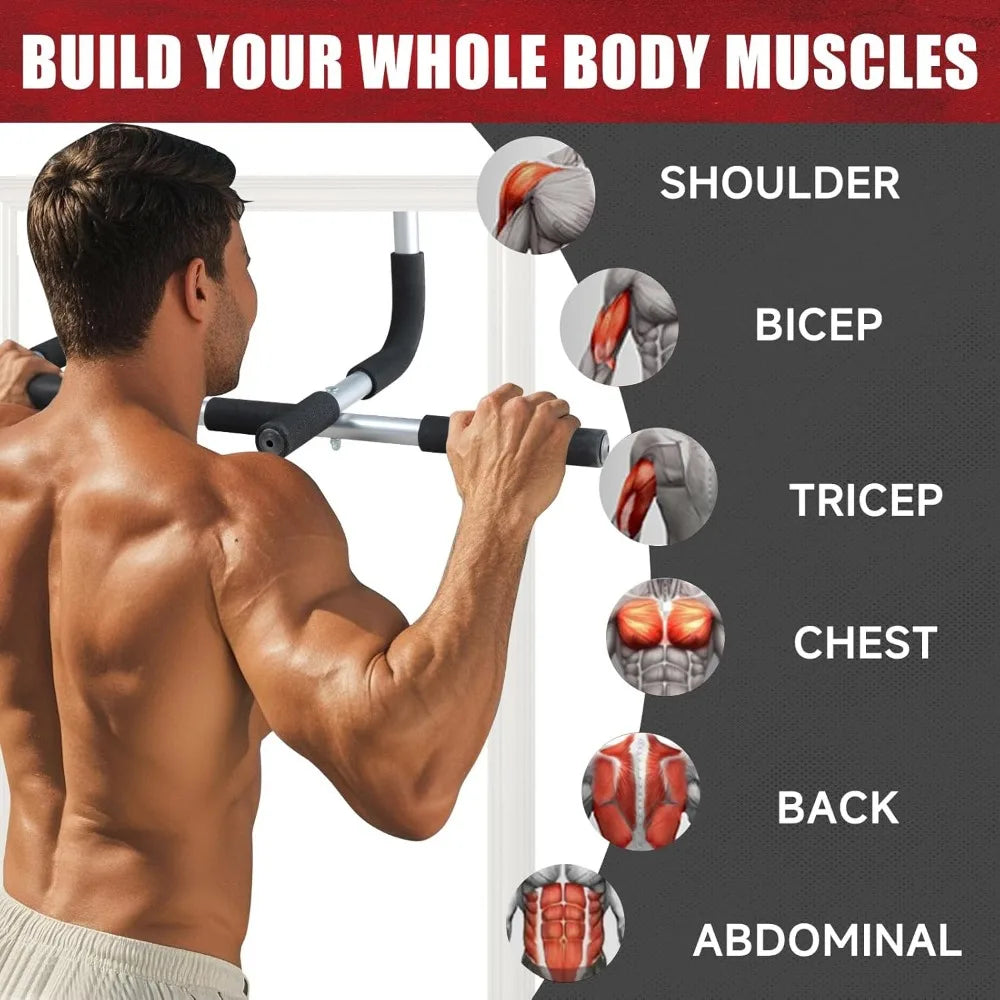 Pull-Up Bar For Door Frame,  Upper Body Fitness Workout For Home Gyms ~ Adjustable and Portable