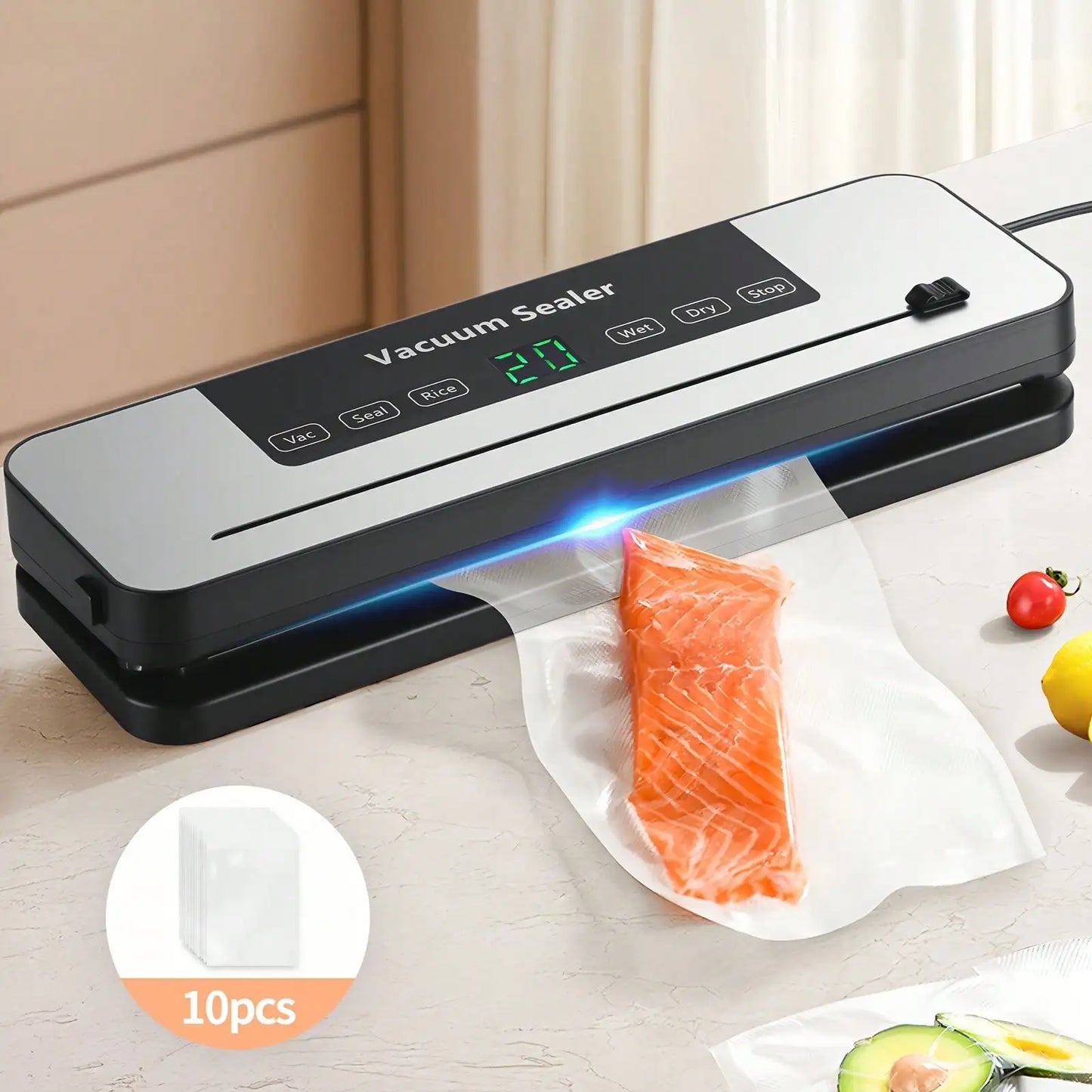Food Vacuum Sealer Machine – Automatic Vacuum Sealer with Dry & Moist Modes for Sous Vide & Kitchen Food Storage