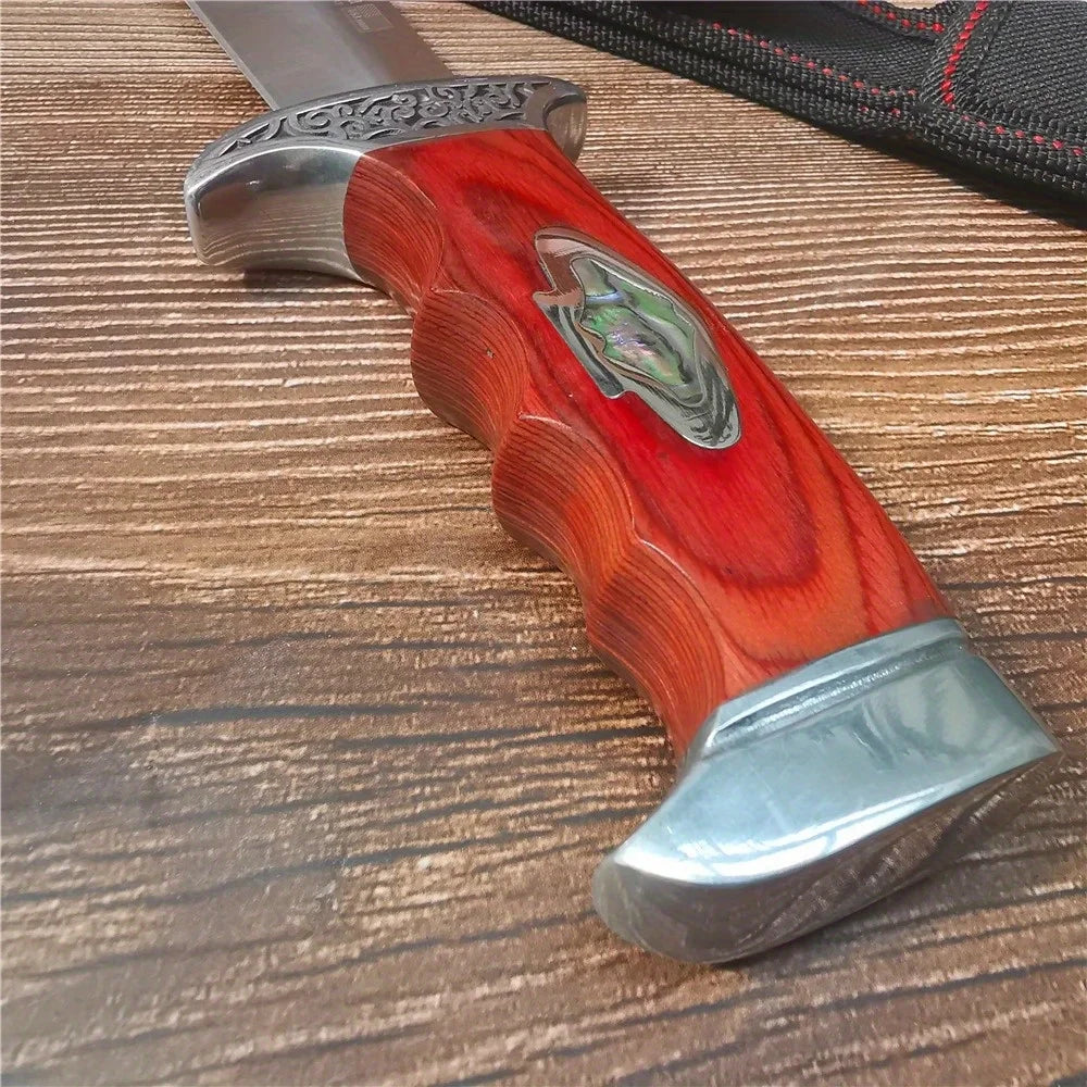 9Cr18MoV Fixed Blade Knife 10.4" Camping Hunting Survival Knife with Sheath | StriveRiseFit