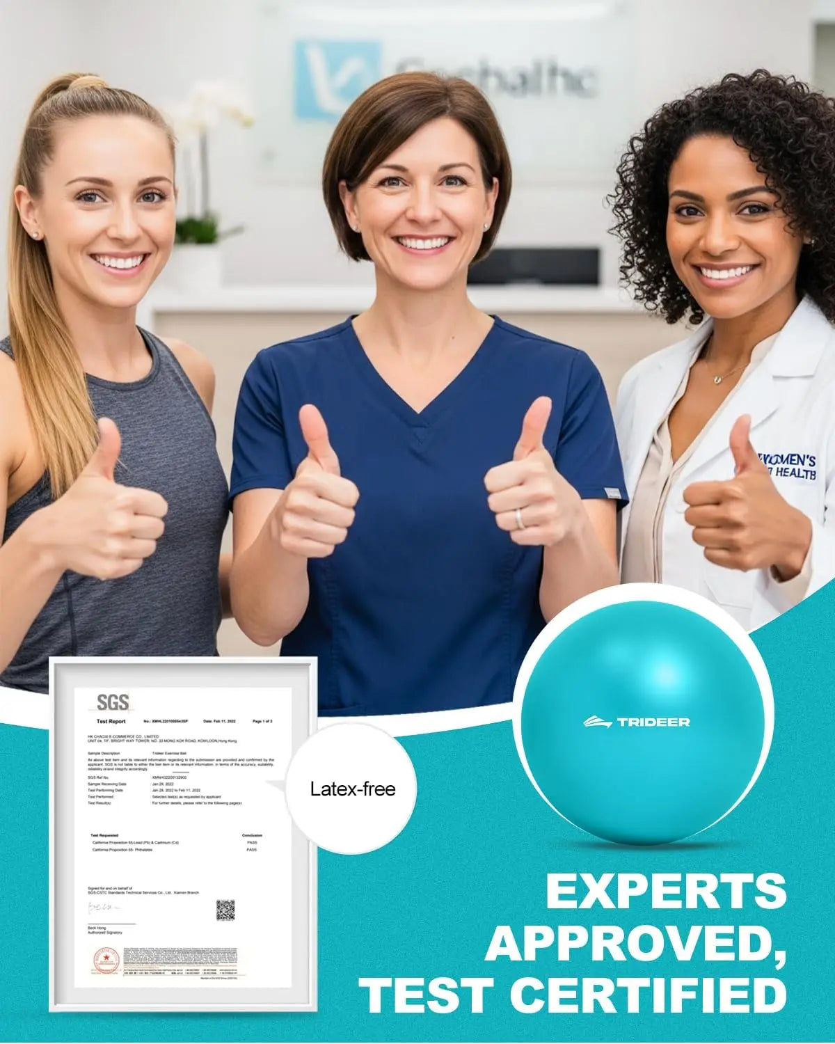 Anti-Burst Exercise Ball for Yoga, Pilates & Core Training, Quick Pump Included | StriveRiseFit