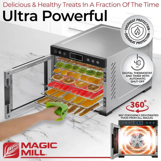 Pro Food Dehydrator Machine 7 Stainless Steel Trays Dryer for Jerky, Dog Treats, Herb, Meat, Beef, Fruit Keep Warm