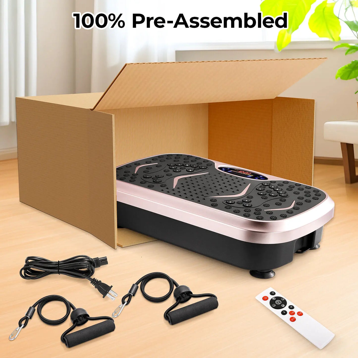 Vibration Plate Exercise Machine - Whole Body Workout Vibration Fitness Platform w/ Loop Bands - Home Training Equipment