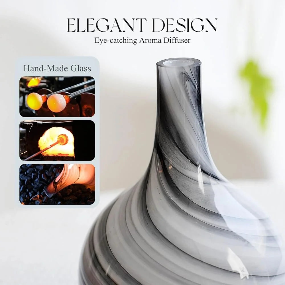 Aroma Diffuser Essential Oil Ultrasonic Humidifier Glass Handmade Mood Light Aromatherapy Cool Mist Air Purifier Relaxation Gift