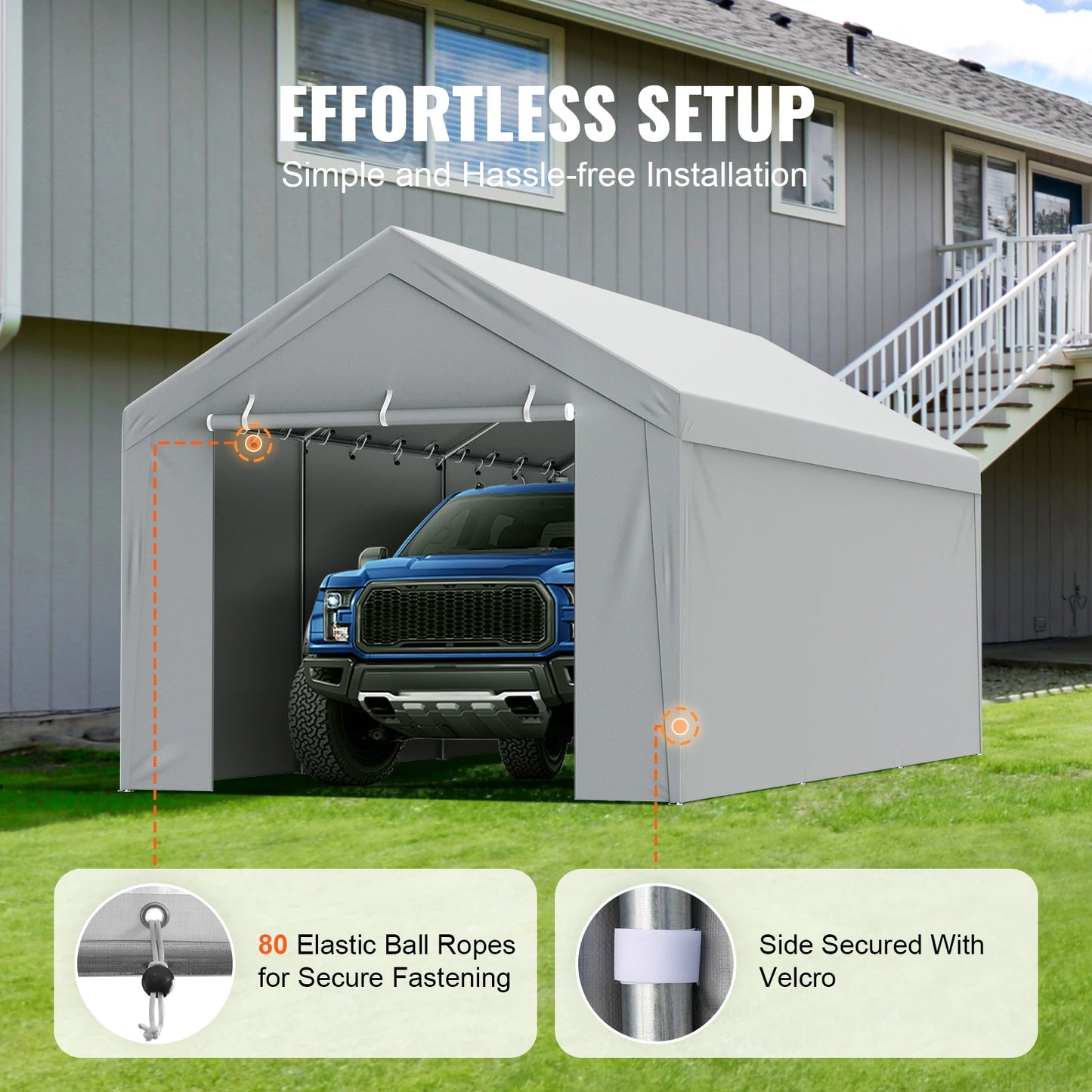 VEVOR 10x20 ft Carport Replacement Canopy Cover — Heavy-Duty Waterproof & UV-Resistant (Frame Not Included)
