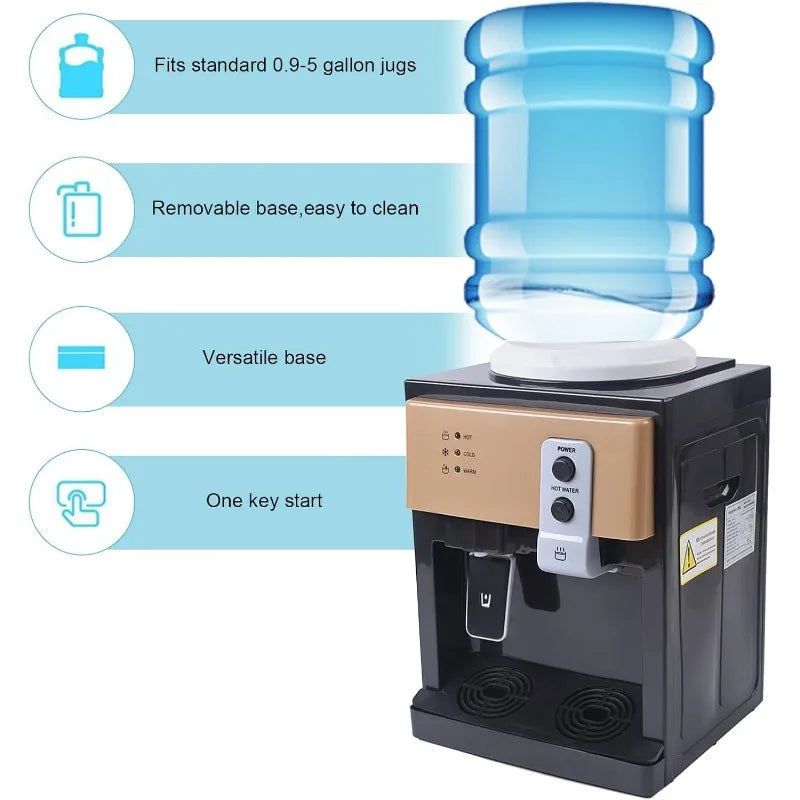 5 Gallon Water Dispenser,Bottom Loading Hot Cold Water Cooler,3 Temperature Settings,Empty Bottle Indicator w/ Child Safety Lock