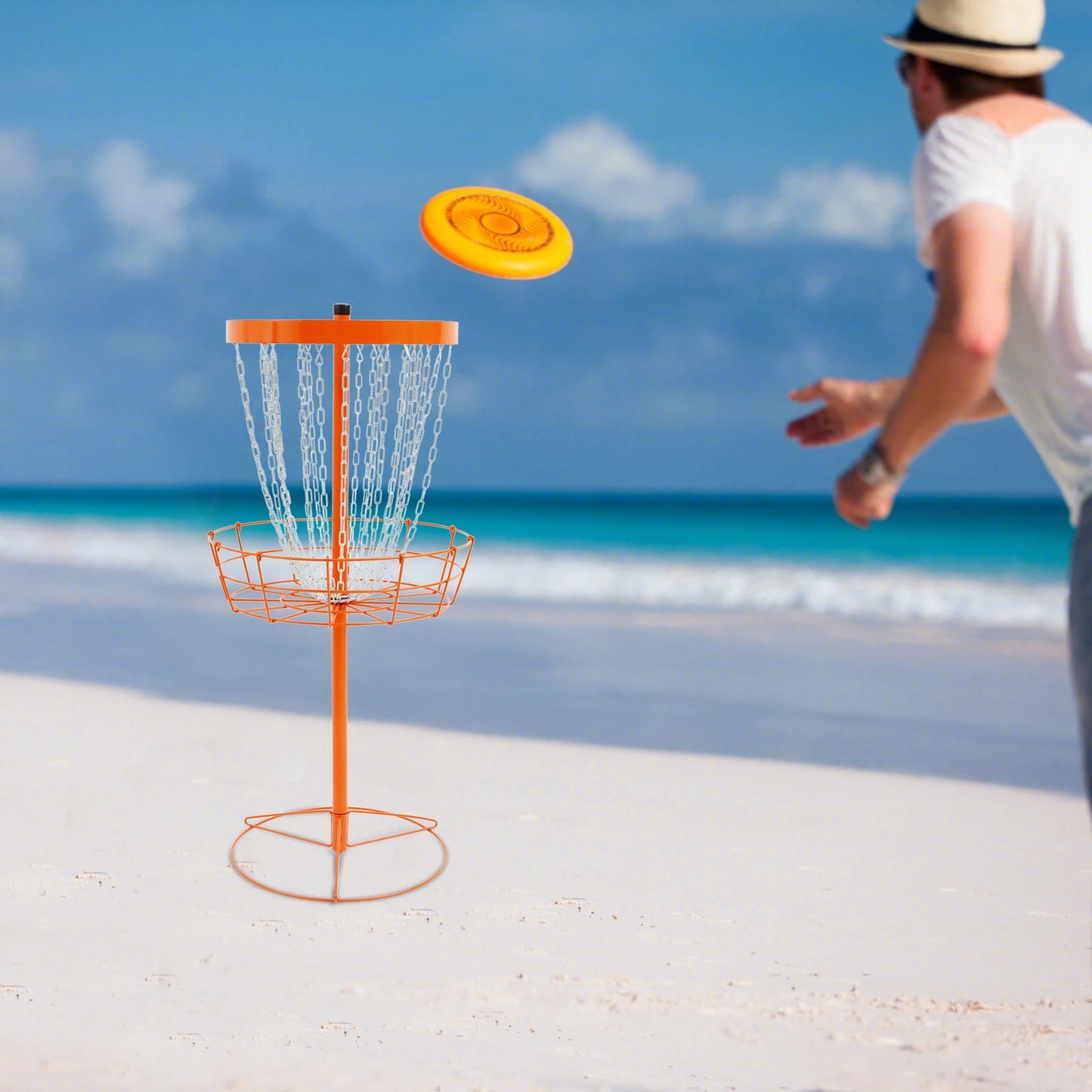 Portable Disc Golf Basket with 24 Chains, Freestanding Training Target | StriveRiseFit