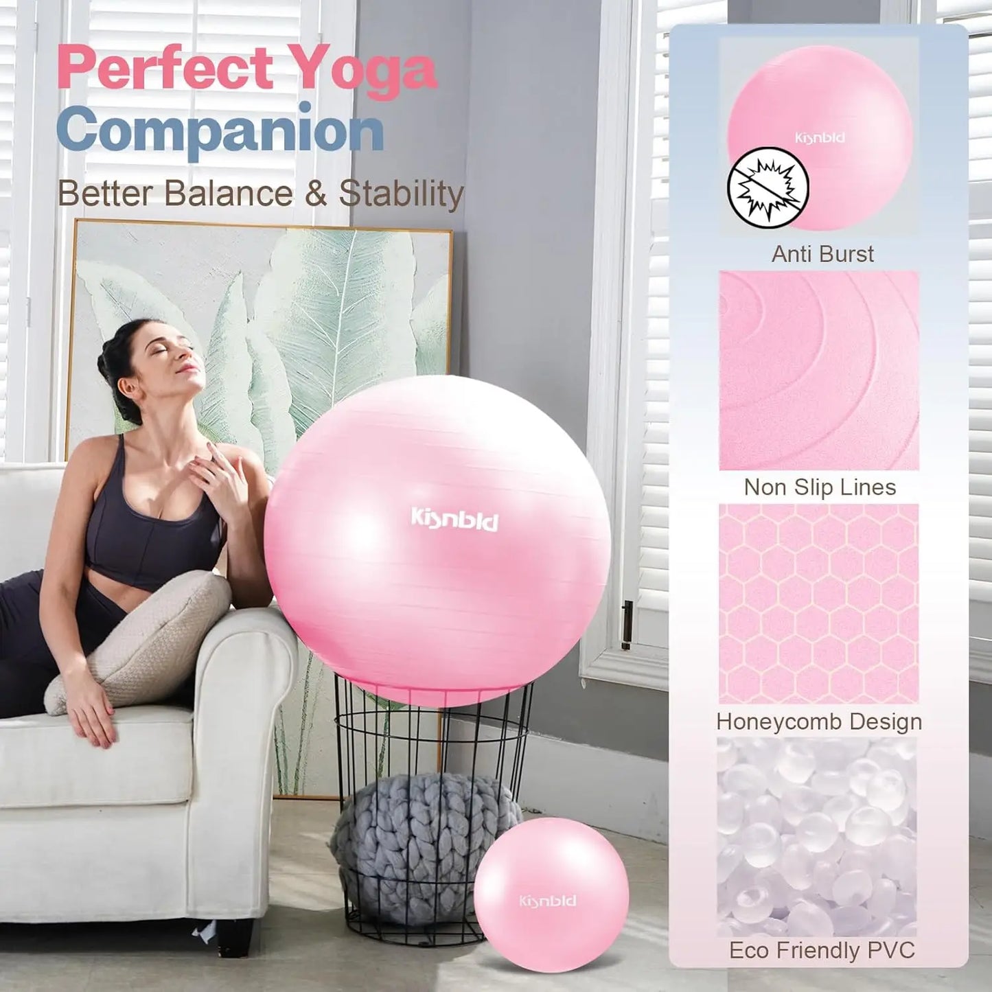 Extra Thick Exercise Ball with Foot Pump & Pilates Ball, Anti-Burst, 4 Sizes | StriveRiseFit