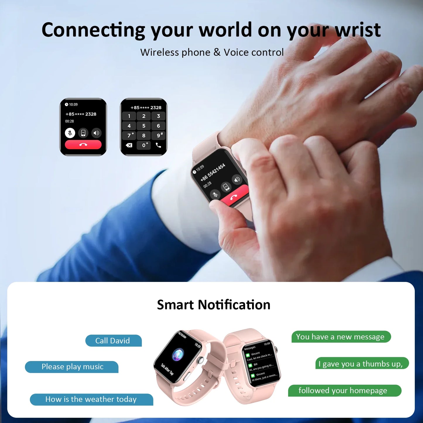 Baolubao TFT Display Smart Watch Make/Receive Phone Calls Smartwatch For Men Women Blood Oxygen 100+ Sports Modes Christmas Gift