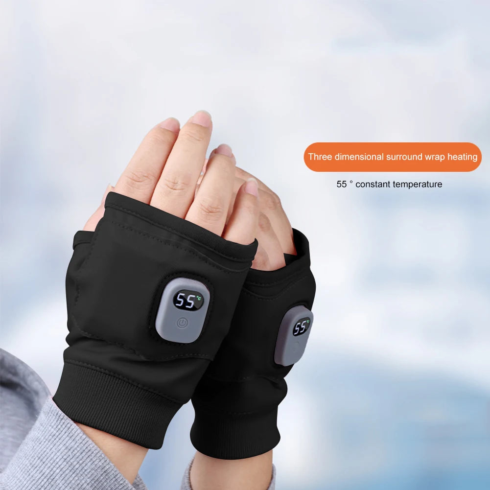 Electric Heating Gloves 360 Degree Heating Electric Thermal Gloves Windproof Touchscreen for Outdoor Hiking Cycling