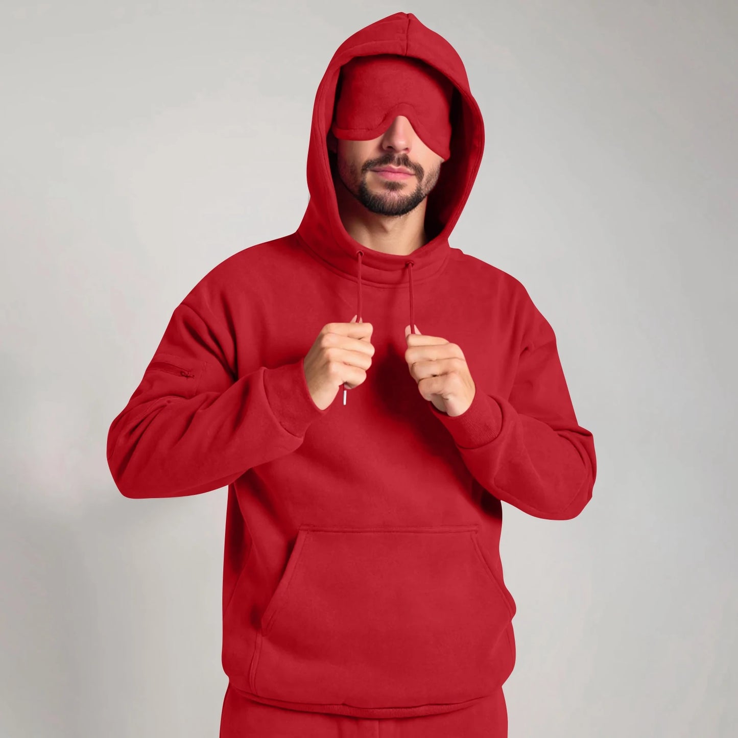 Hooded Sweatshirt with Built-In Eye Mask - Unisex Casual Pullover | StriveRiseFit