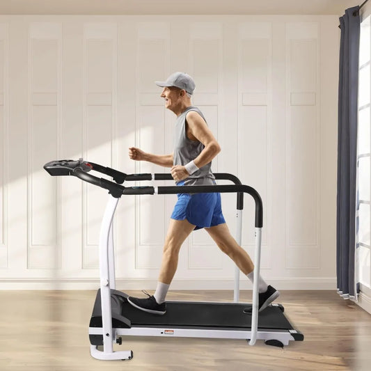 Treadmills for Seniors Recovery Fitness Exercise Machine Walking Treadmill with Full Length Handrails &Heart Rate Sensor