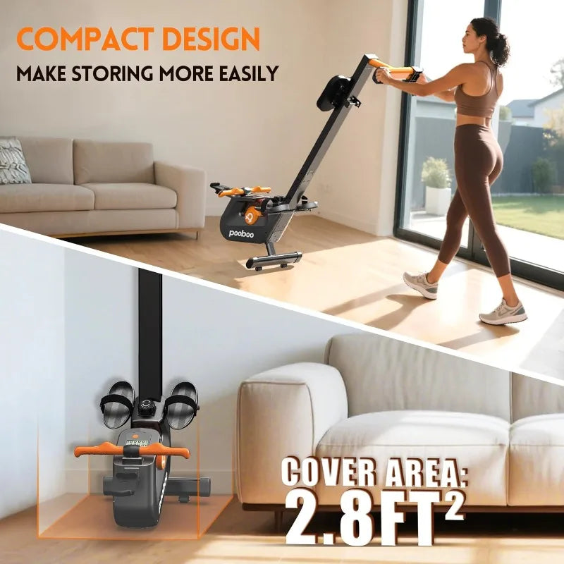 PooBoo Rowing Machine, Max 350 LBS, Magnetic Rower with LCD Monitor, Tablet Holder, Upgraded Rowing Machines for Home Use