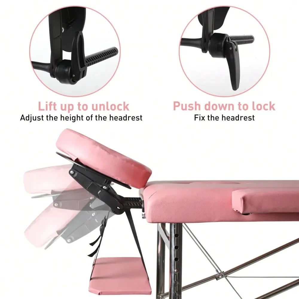 Portable Aluminum Massage Bed | 24" Width, Height Adjustable, Facial, Salon, Tattoo & Lash
