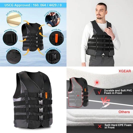 Adult USCG Approved Life Jacket Water Sports Safety Vest for Boating Kayaking | StriveRiseFit