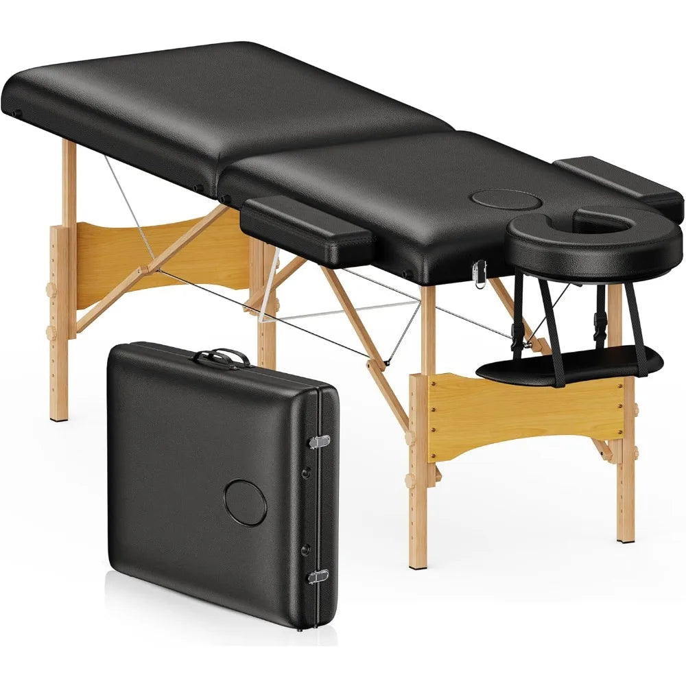 Portable Massage Table 24" Wide - Adjustable Height Wooden Spa Bed | StriveRiseFit