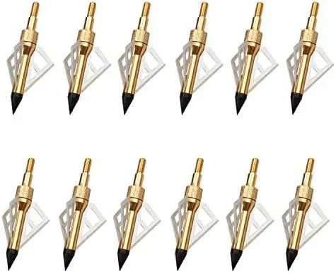 ELONG OUTDOOR 100 Grain Broadheads 12-Pack - 3 Fixed Blades for Compound, Crossbow & Recurve