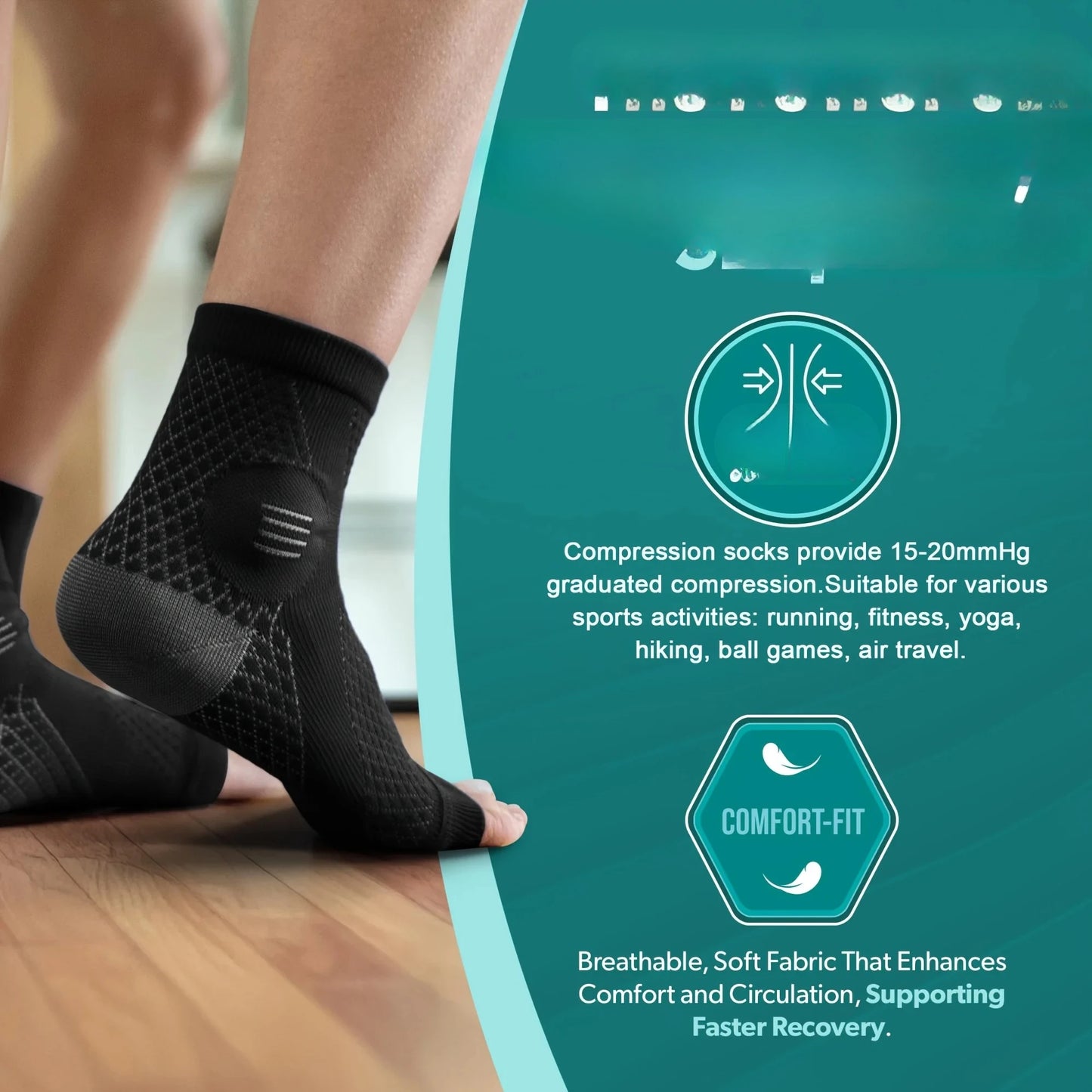 Compression Foot Sleeves with Arch Support Open-Toe Design for Neuropathy & Pain Relief | StriveRiseFit