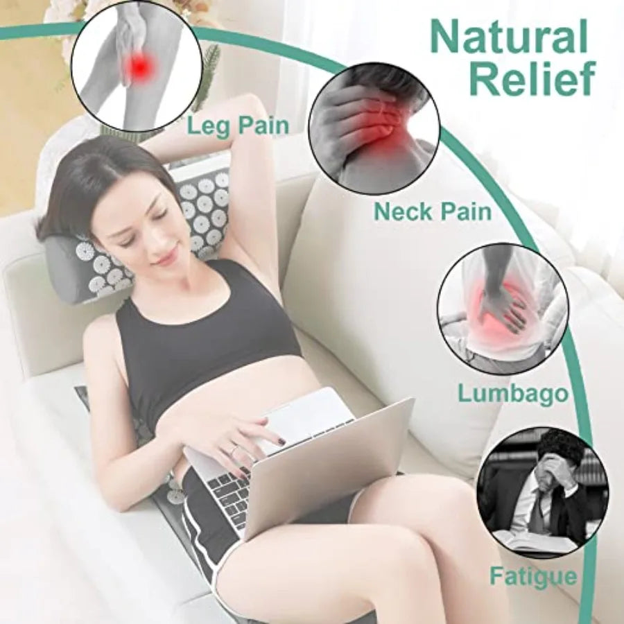 Acupressure Mat & Pillow Set with Carry Bag, Extra Long for Neck & Back Pain Relief | StriveRiseFit