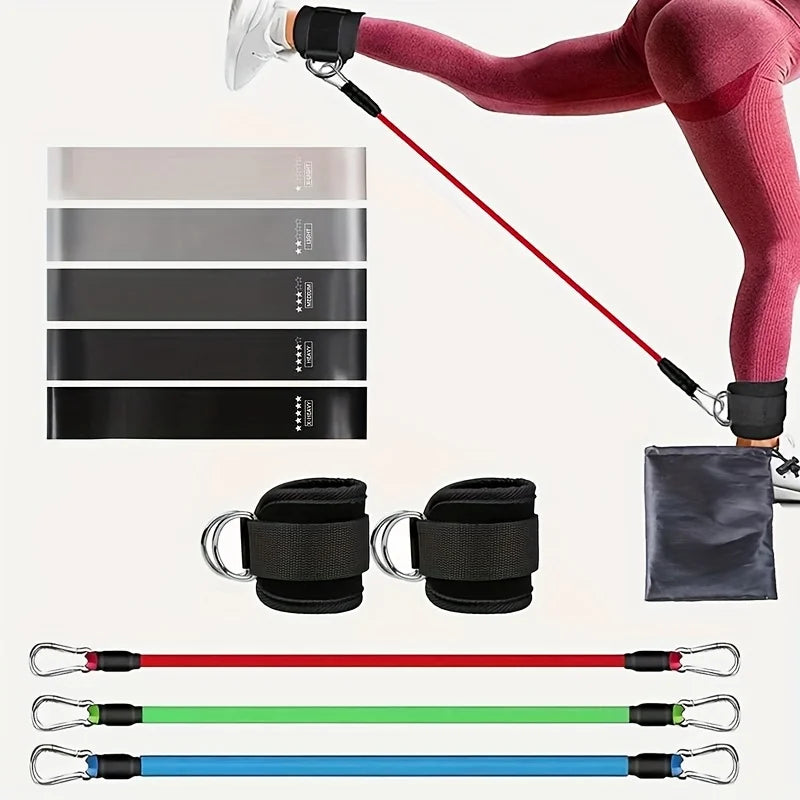 11-Piece Resistance Band Set 3 Levels Ankle Thigh Trainer Portable Home Gym | StriveRiseFit