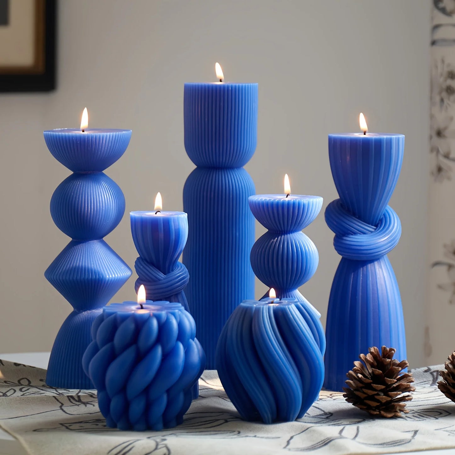 Handmade Glitter Soy Wax Ribbed Pillar Candles Set | StriveRiseFit