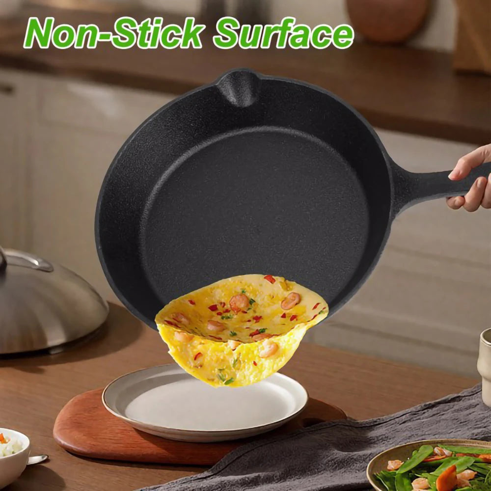 3-Piece Cast Iron Skillet Set 8, 10, 12 Inch - Nonstick Cookware | StriveRiseFit.com