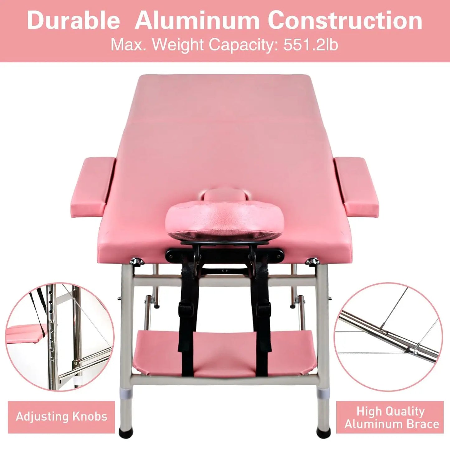 Portable Aluminum Massage Table 80" — Height Adjustable 2-Fold Spa & Tattoo Bed | StriveRiseFit