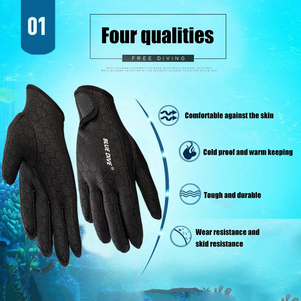 1.5mm Neoprene Gloves Adults Women Men Wetsuit Gloves Five Finger Warm Wetsuit ~ Winter Gloves for Scuba Diving, Snorkeling, Surfing