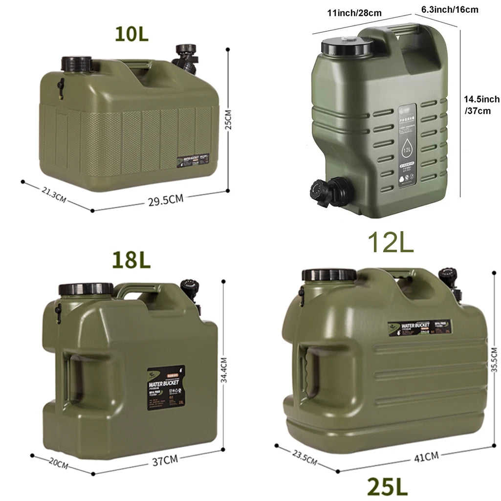 Desert Fox Military Water Tank with Spigot | Food-Grade PE, 10L–25L, Camping & Emergency Prep