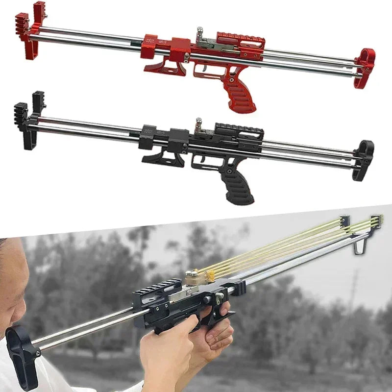 80LBS Telescopic Long Pole Slingshot Laser All Metal Powerful Shooting Hunting