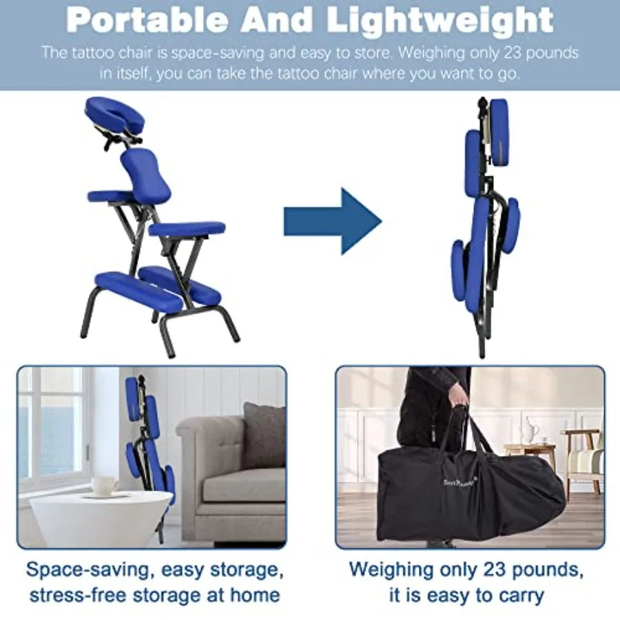 Portable Foldable Massage Chair | Adjustable Face Cradle, High-Density Cushion, Tattoo & Spa