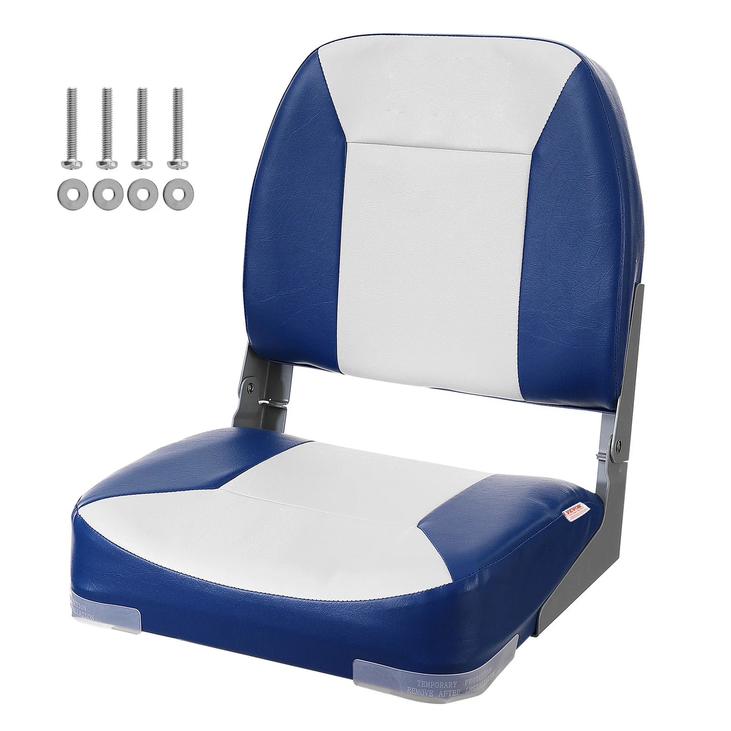 Low Back Folding Boat Seat | 18.9", Ergonomic PVC Cushion, Rust-Proof Hinge | StriveRiseFit